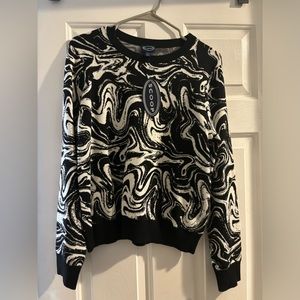 Black and white knit sweater